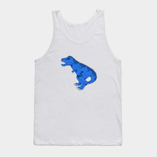 Blue T-Rex on Gray Tank Top